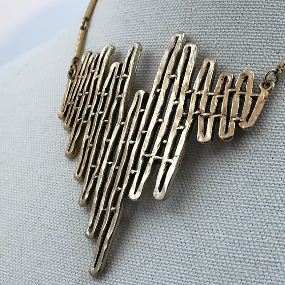 Vintage "Celebrity NY" Brutalist Necklace Circa 1970's - Picture 3 of 7